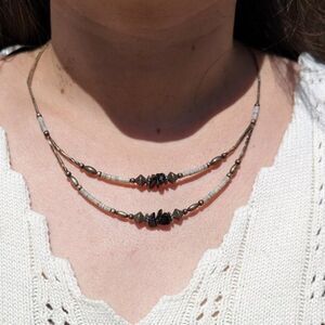 Handmade‎ Jewelry Native American Jet Black Heishi Beads Necklace